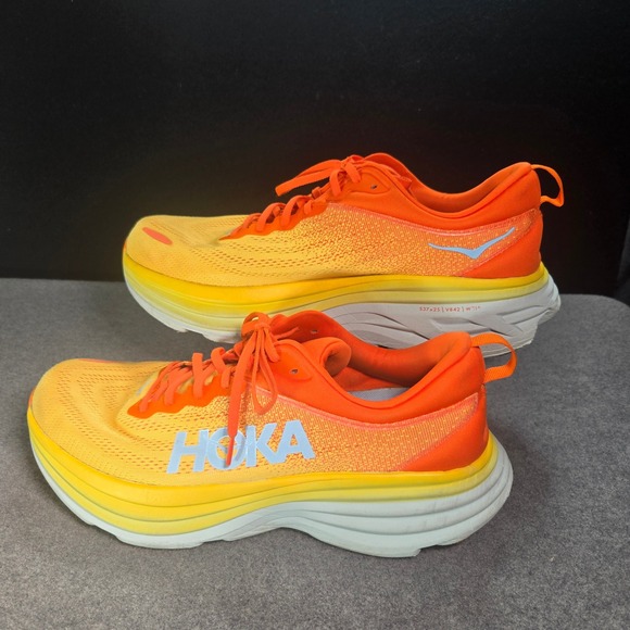 Hoka Bondi 8 Mens 14 Orange Yellow Running Shoes 1123202 PBAY Max Cushion